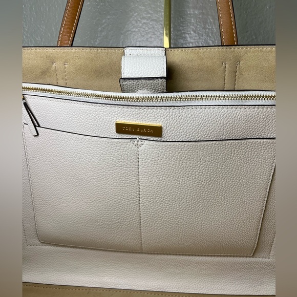 Tory Burch Carson Colorblock Tote New Ivory Leather Bag Style 81957 - Picture 14 of 17